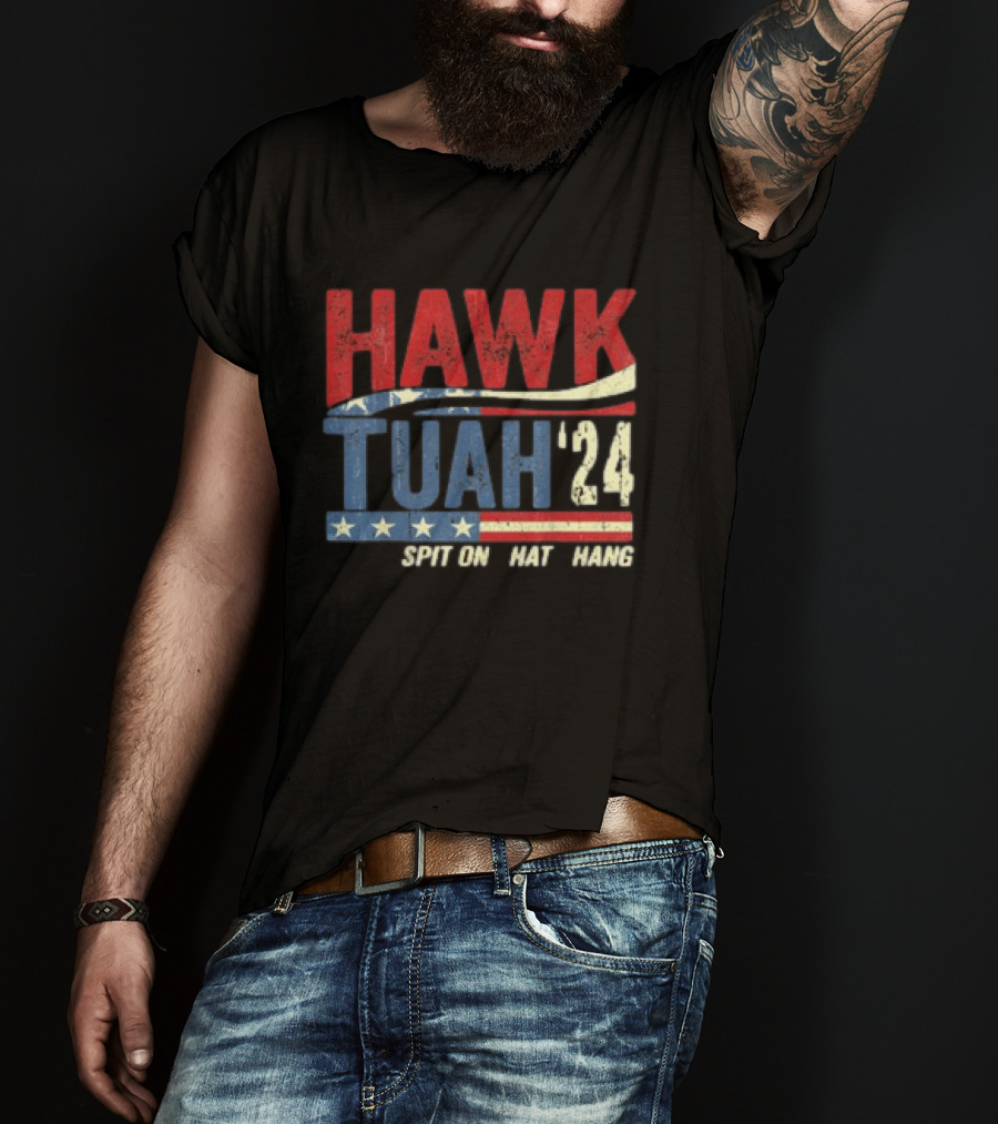 Hawk Tuah '24 Spit On That Thang Red White Blue Stars Stripes T-Shirt