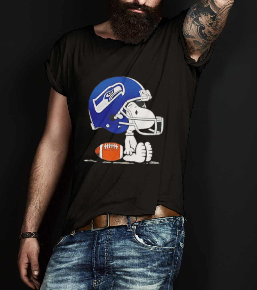 Snoopy Seattle Seahawks Football Helmet Collaboration T-Shirt