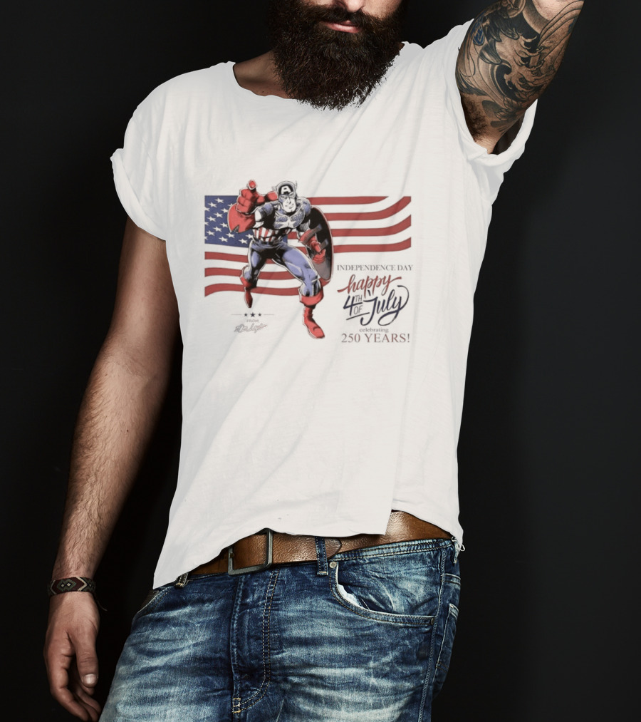 Captain America Marvel Comics Happy 4th Of July Independence Day Celebration T-Shirt