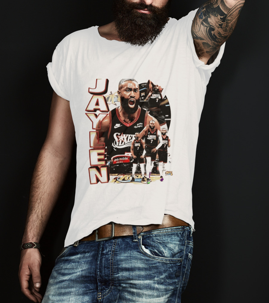 Jaylen Brown Nike 76ers Number 7 Bootleg Collage T-Shirt