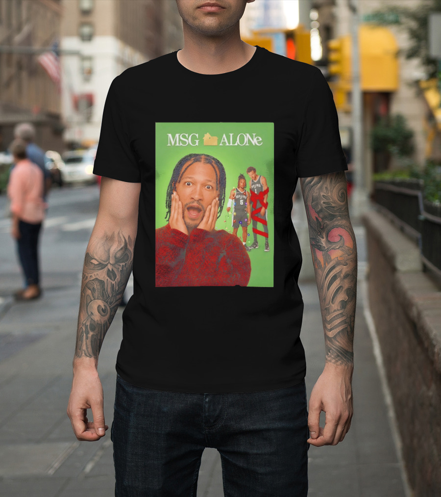 MSG ALONe Jalen Brunson Victor Wembanyama New York Knicks Home Alone NBA Basketball Spurs T-Shirt