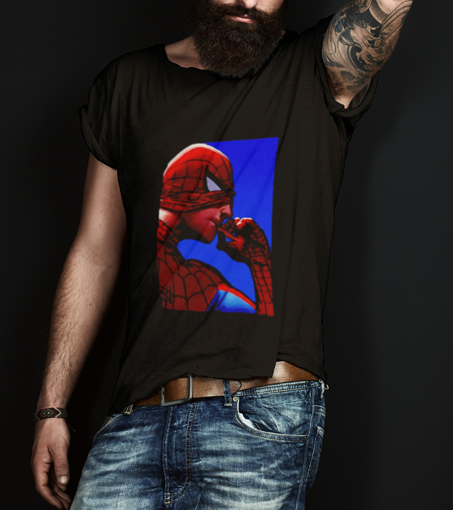 Spider Man Smoking Reaction Meme Awkward Superhero T-Shirt