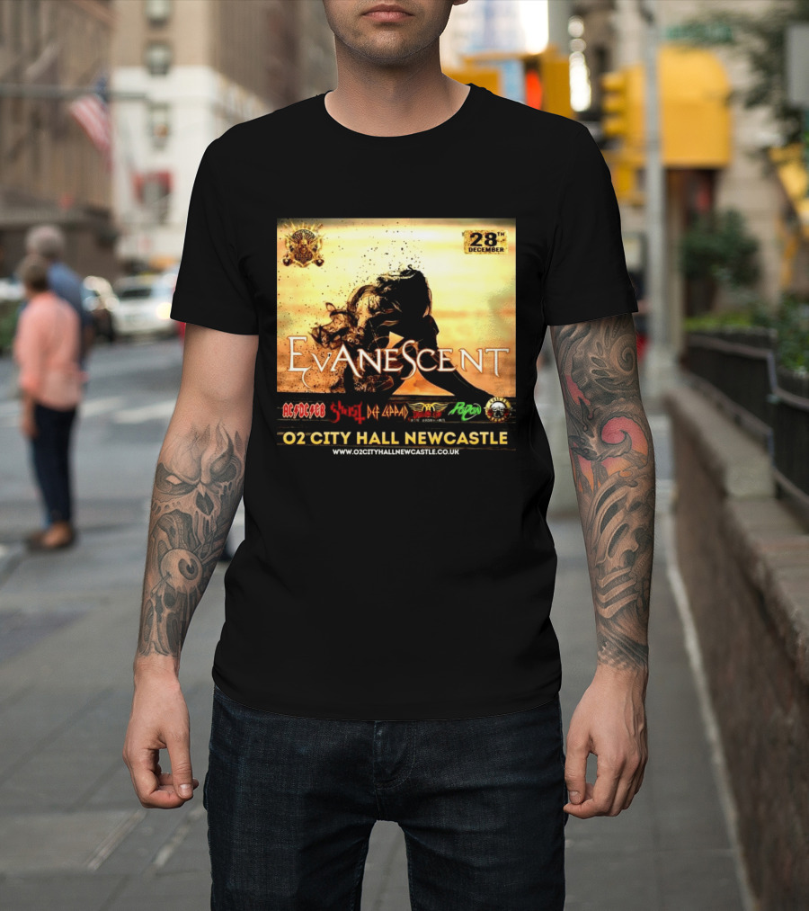 Evanescent Live At O2 City Hall Newcastle With AC/DC Ghost Def Leppard And Poison December 28th T-Shirt