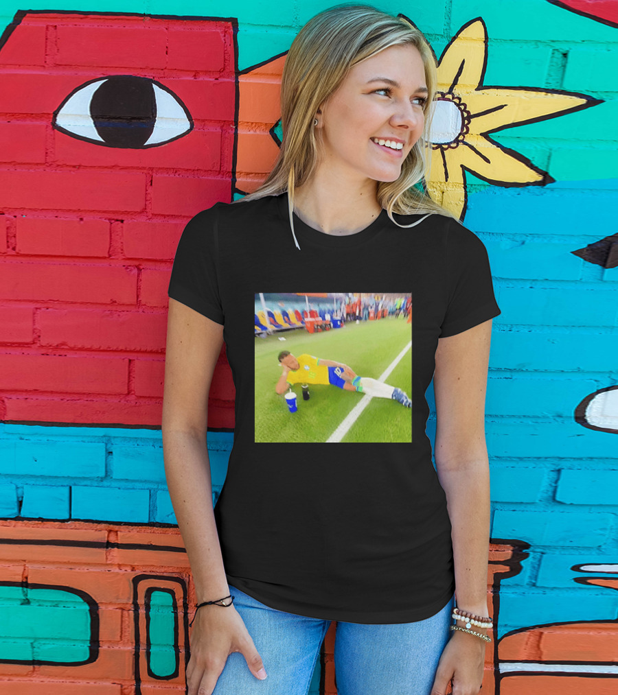 Neymar Jr Brazil Number 10 Relaxing Pitch Meme Iconic Soccer Moment T-Shirt