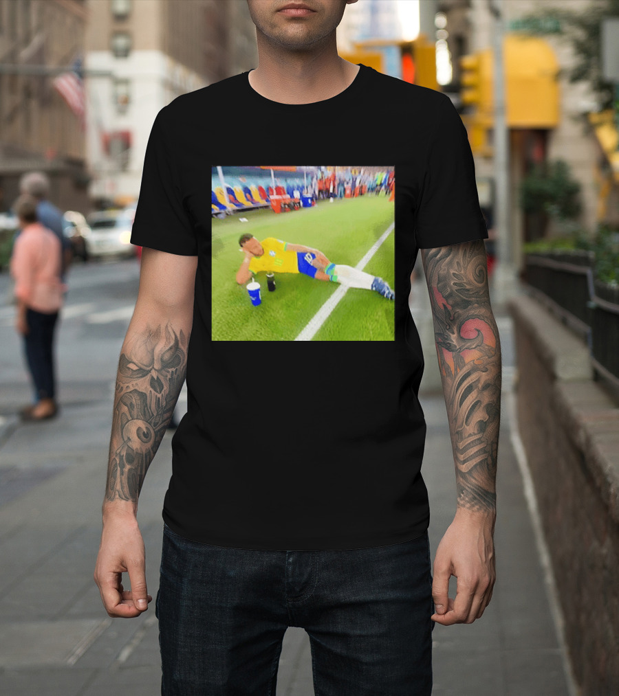 Neymar Jr Brazil Number 10 Relaxing Pitch Meme Iconic Soccer Moment T-Shirt
