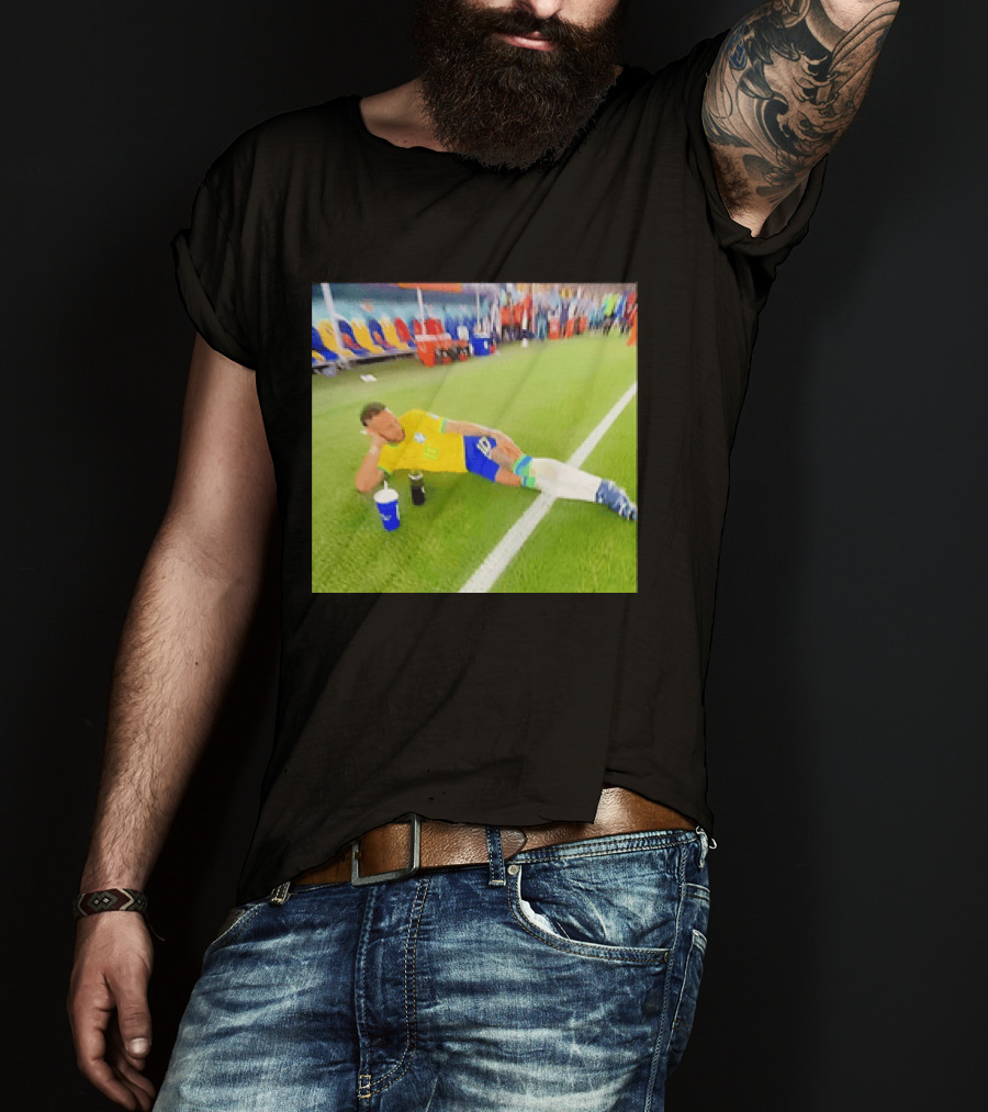 Neymar Jr Brazil Number 10 Relaxing Pitch Meme Iconic Soccer Moment T-Shirt