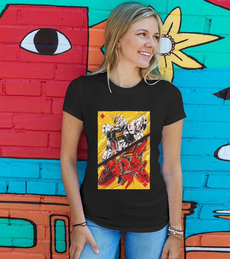 Nu Gundam Sazabi Mobile Suit Gundam Char's Counterattack Playing Card T-Shirt