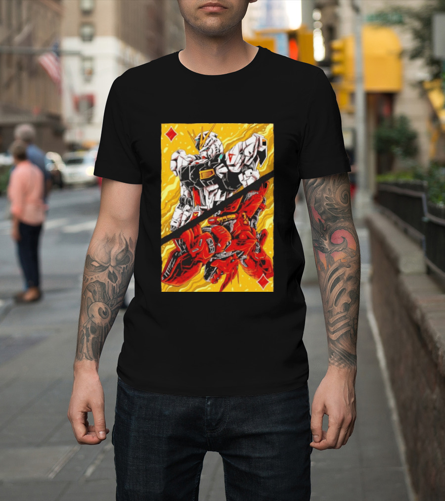Nu Gundam Sazabi Mobile Suit Gundam Char's Counterattack Playing Card T-Shirt