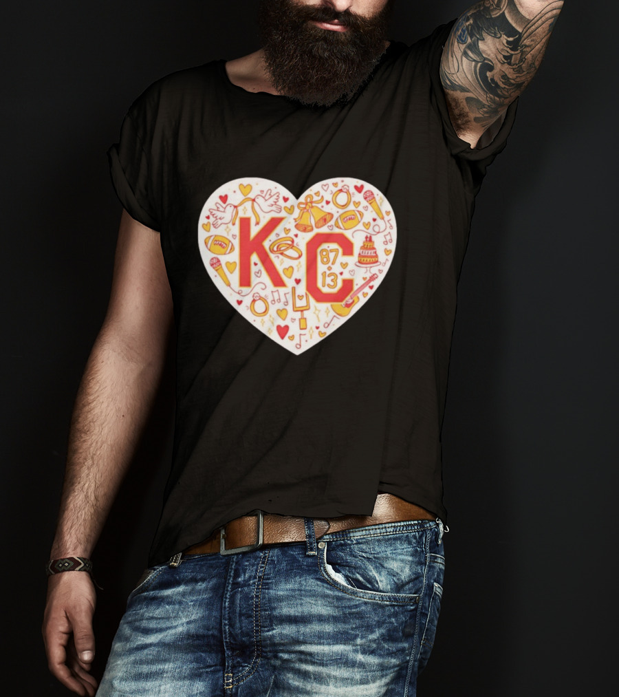 Travis Kelce Taylor KC 87 13 Kansas City Chiefs Football Love Heart T-Shirt