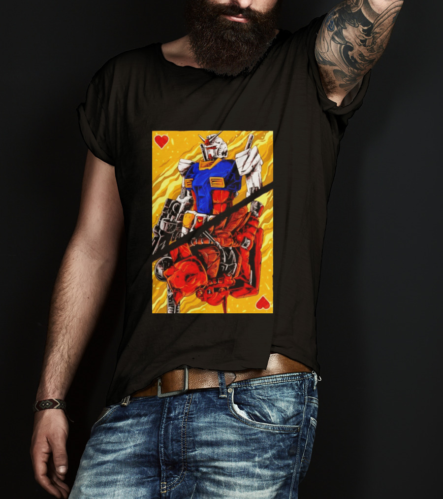 RX 78 2 Gundam Mobile Suit King Of Hearts Playing Card T-Shirt
