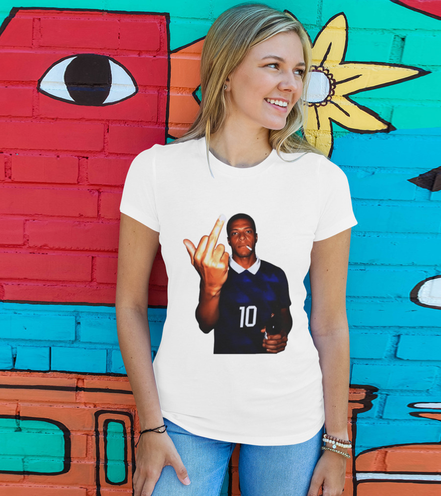 Kylian Mbappe Number 10 Edgy Gesture With Cigarette And Drink T-Shirt