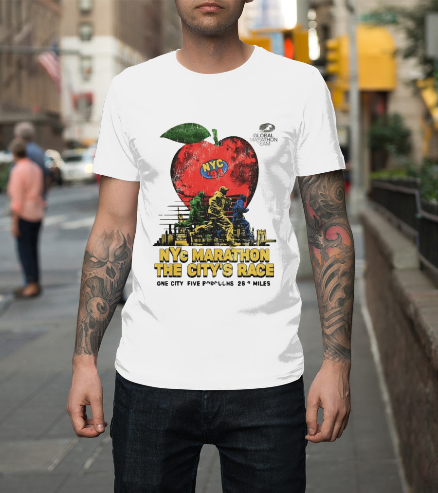 NYC Marathon 93 Global Team The Citys Race One City Five Boroughs 26 Miles T-Shirt
