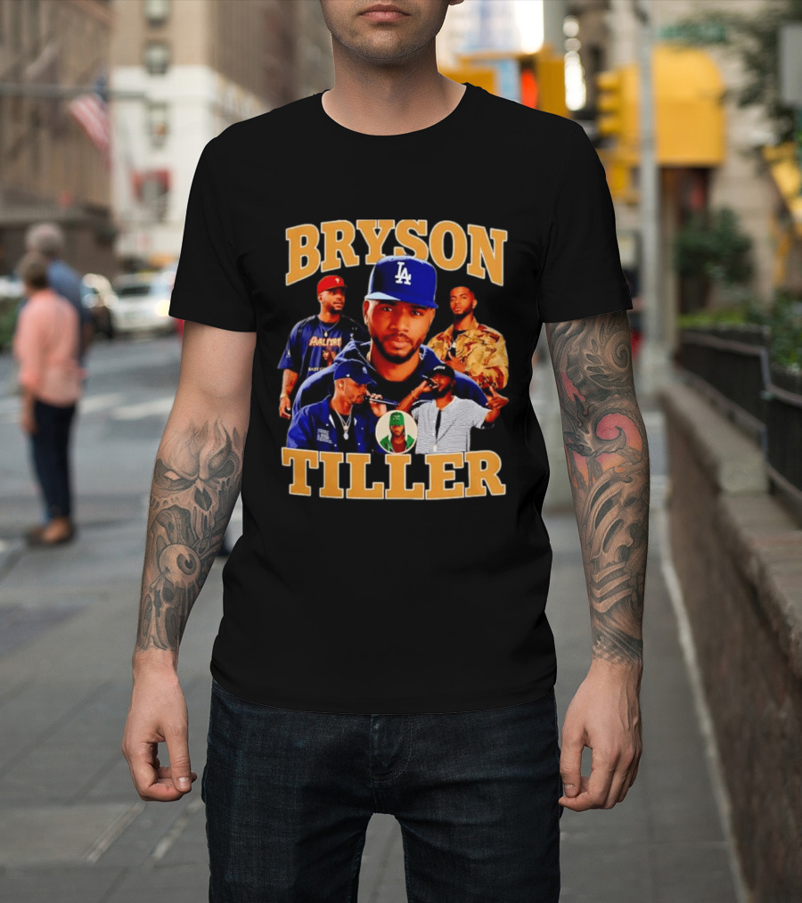 Bryson Tiller Collage With LA Cap And Multiple Outfits T-Shirt