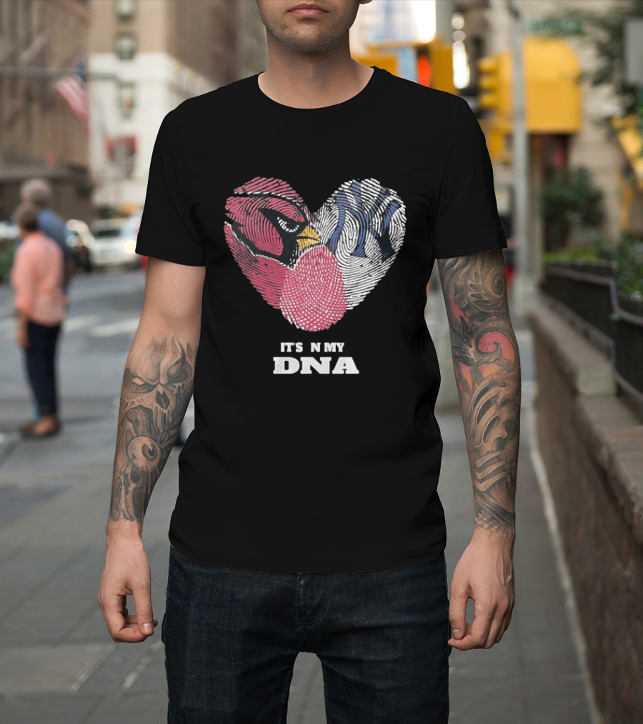 Cardinals Yankees It's In My DNA Fingerprint Heart Fan T-Shirt