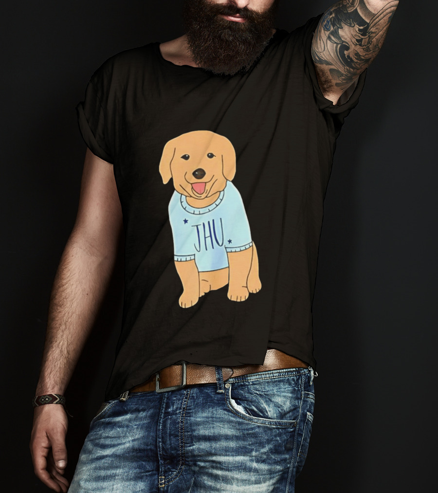 JHU Puppy In Light Blue Sweater T-Shirt