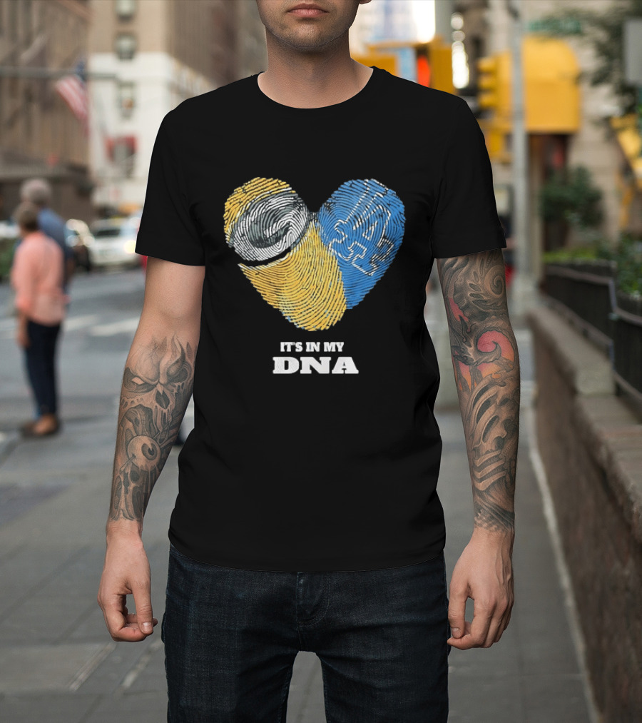 Green Bay Packers Los Angeles Dodgers It's In My DNA Fingerprint Heart T-Shirt