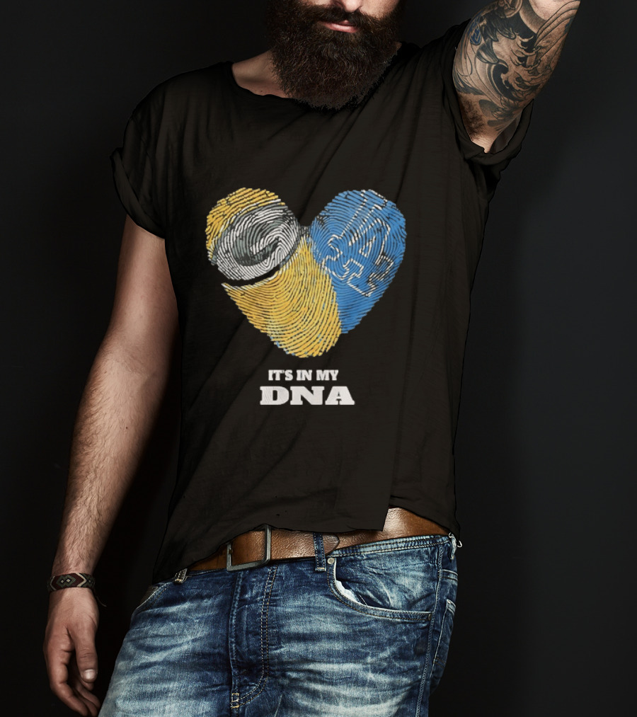 Green Bay Packers Los Angeles Dodgers It's In My DNA Fingerprint Heart T-Shirt
