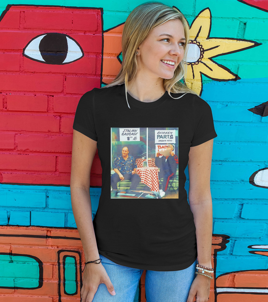 The Sopranos Tony Soprano And Paulie Gualtieri Italian Sausage Chicken Parts Scene T-Shirt