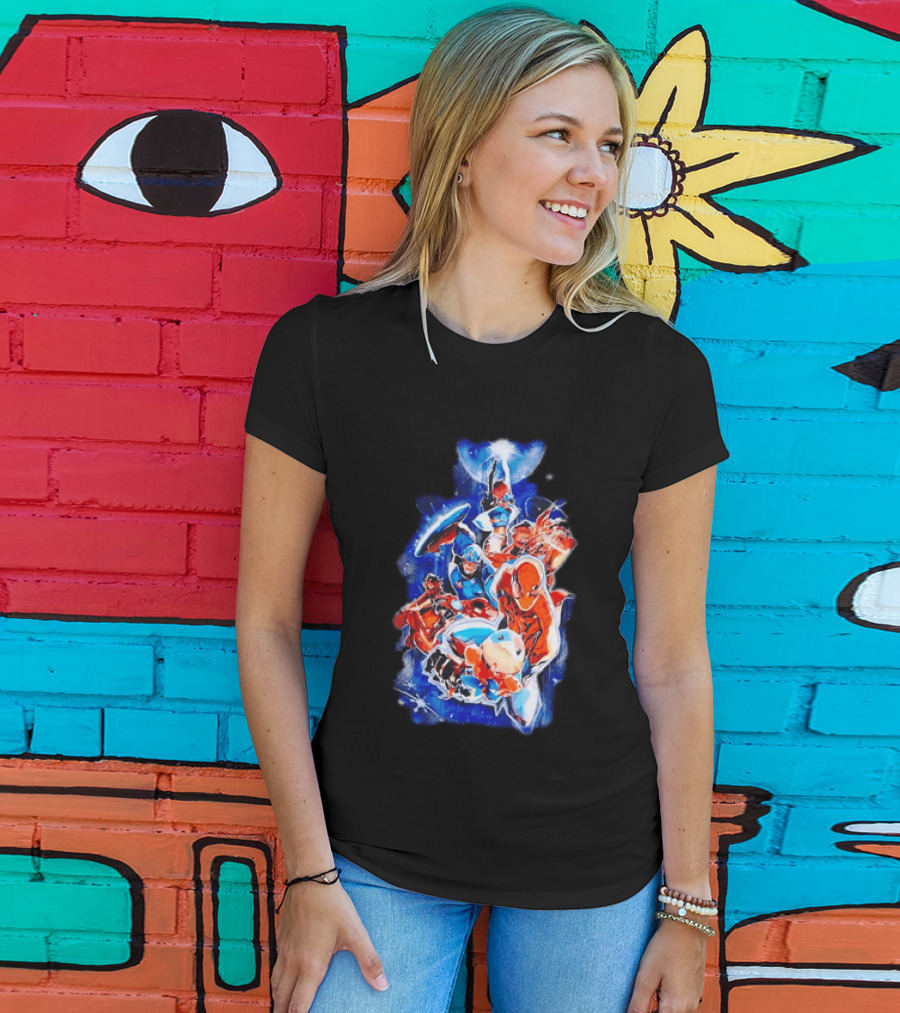 Marvel Captain America Spider Man Doctor Strange Avengers Team Mashup T-Shirt