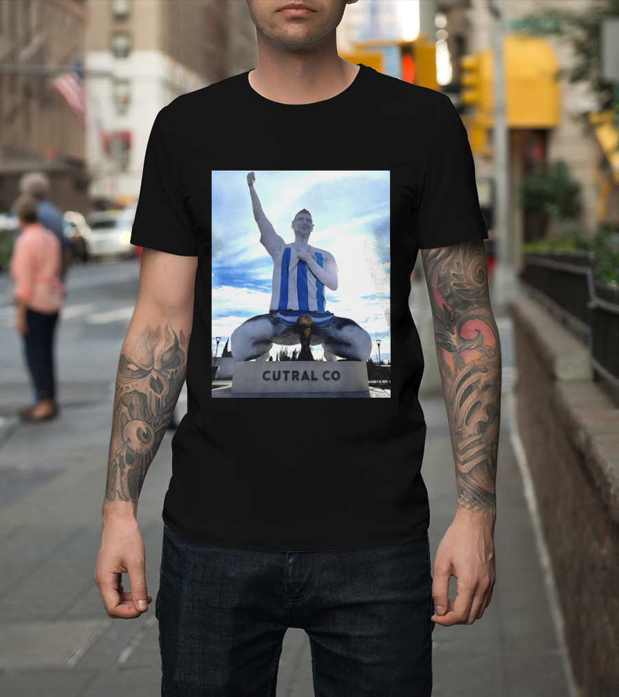 Messi Argentina Sculpture Cutral Co Legendary Statue Victory Celebration T-Shirt