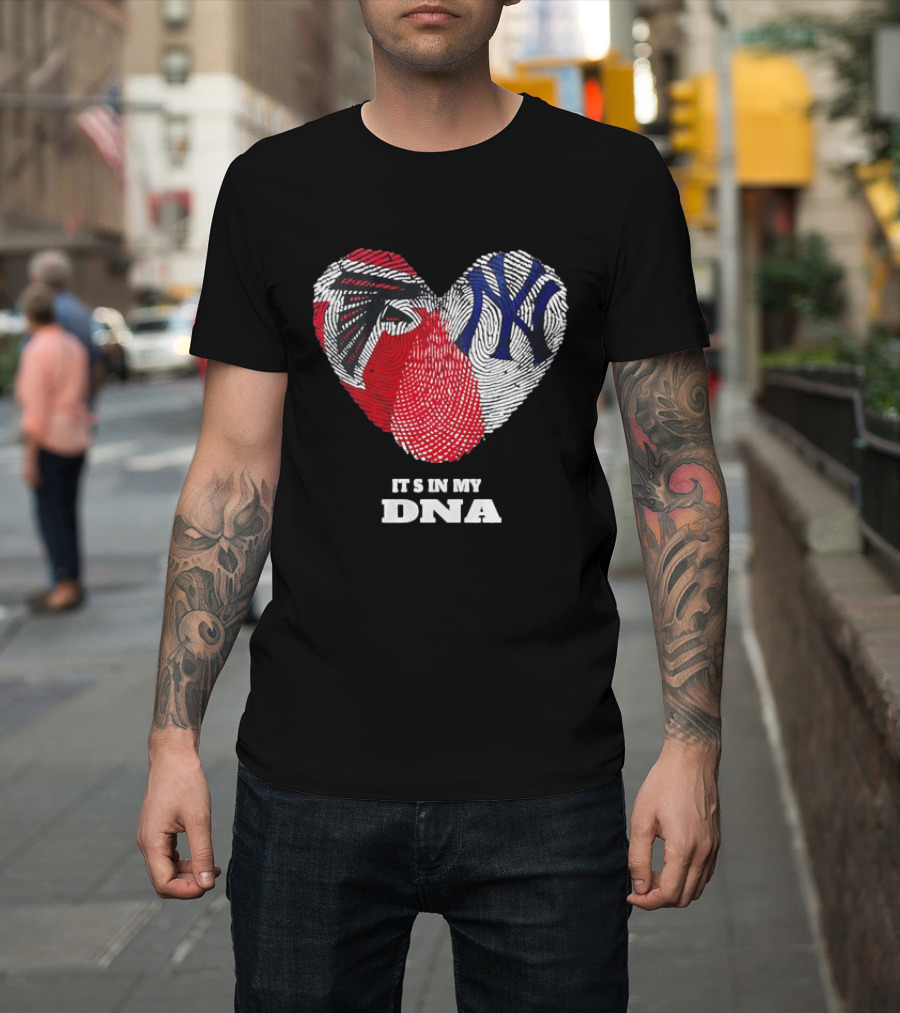 Atlanta Falcons New York Yankees It's In My DNA Fingerprint Heart T-Shirt
