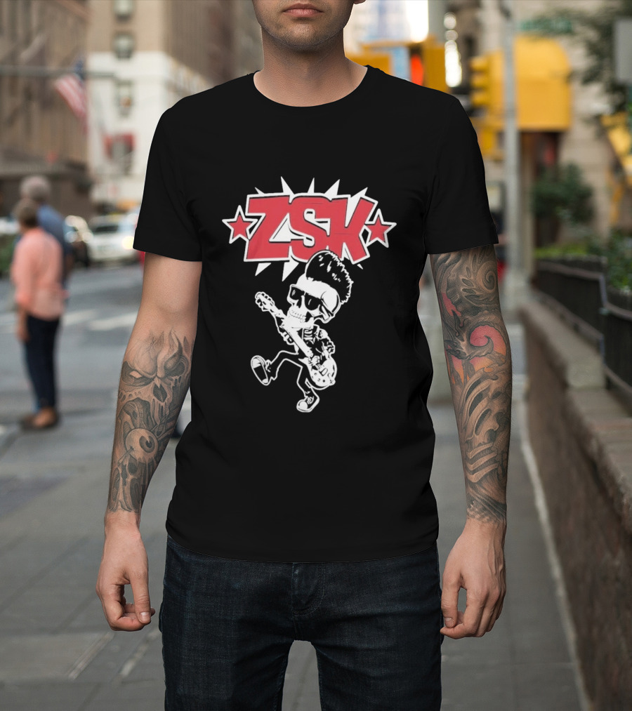 ZSK Die Sind Okay Tour Skeleton Guitar Punk Rock T-Shirt