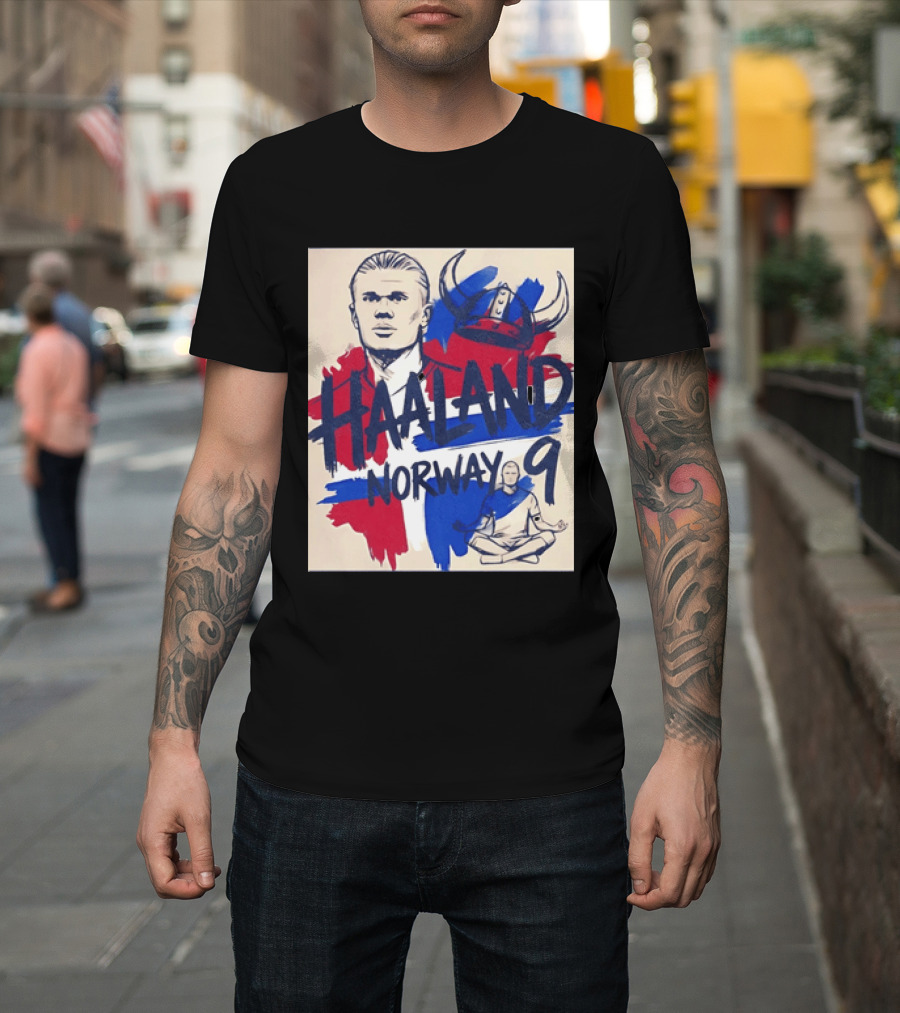 Norway Haaland Number 9 Viking Helmet Football T-Shirt
