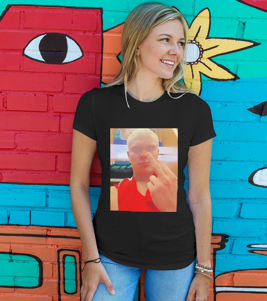 Norway Erling Haaland Middle Finger Selfie T-Shirt