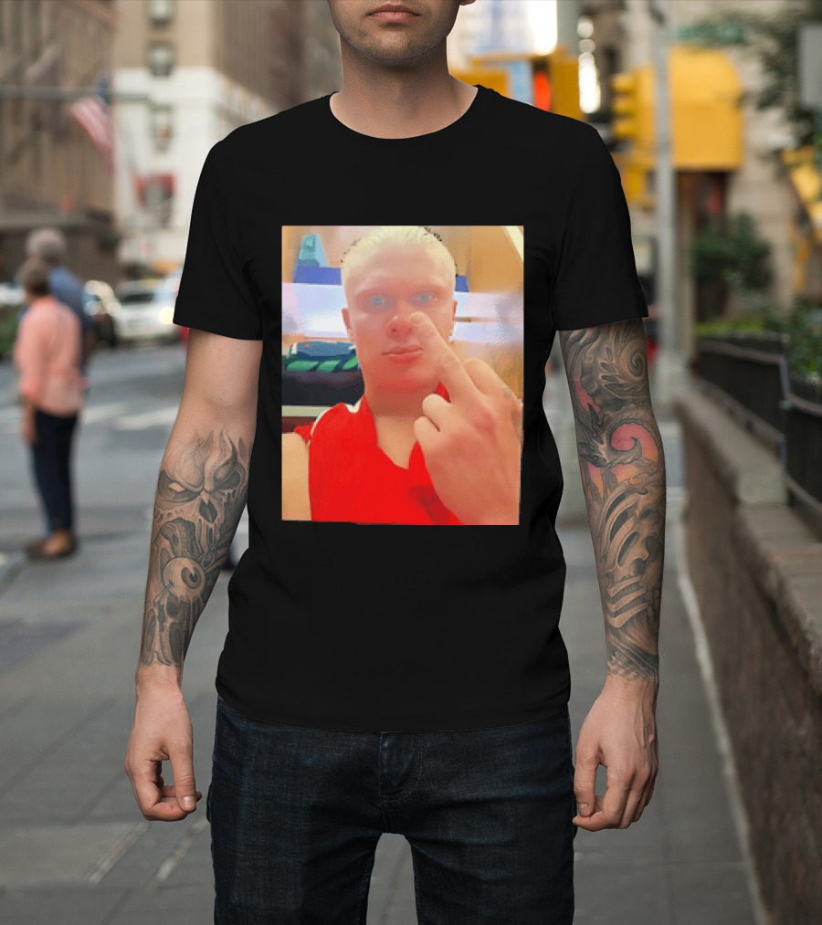 Norway Erling Haaland Middle Finger Selfie T-Shirt