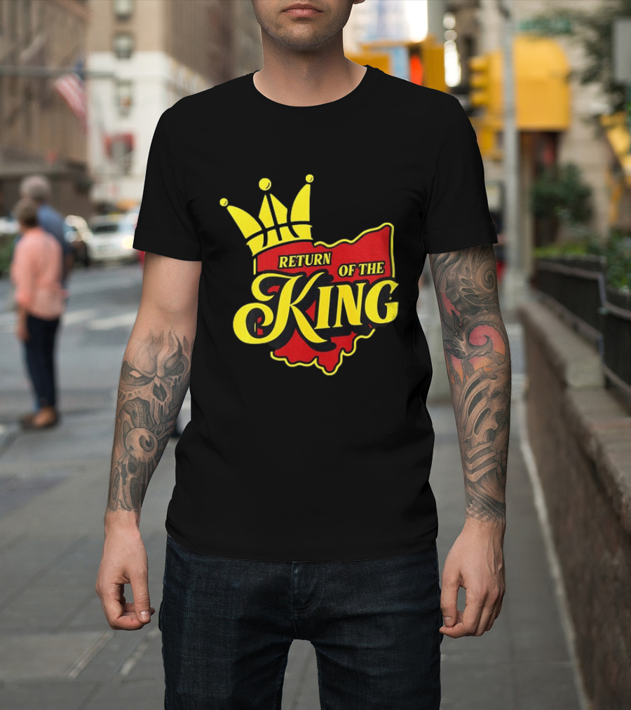 Return Of The King LeBron James Cleveland Cavaliers Basketball Crown Ohio Map T-Shirt