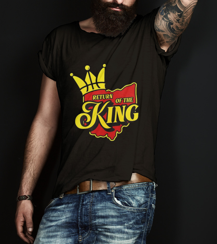 Return Of The King LeBron James Cleveland Cavaliers Basketball Crown Ohio Map T-Shirt
