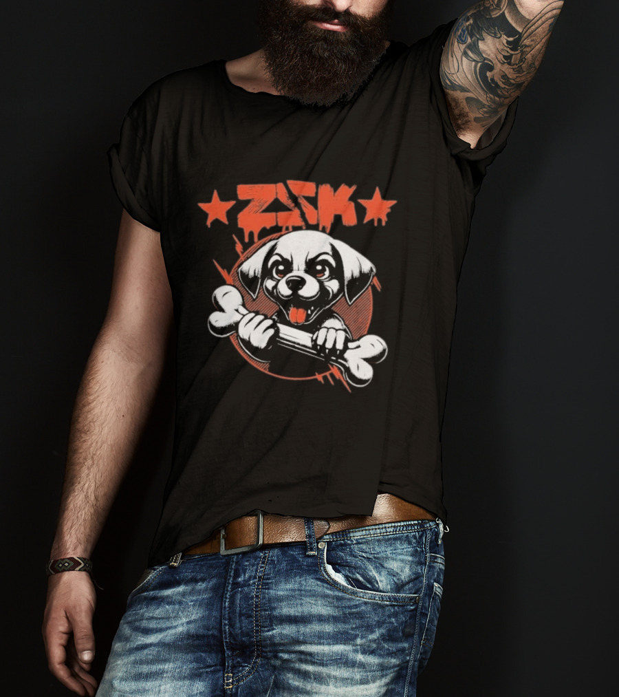 ZSK Welpe Dog Holding Bone With Stars T-Shirt