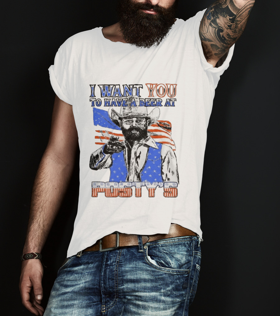I Want You To Have A Beer At Posty's Patriotic Cowboy T-Shirt