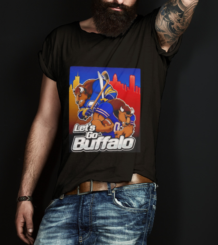Let's Go Buffalo City Sports Teams Hockey Football Collage T-Shirt
