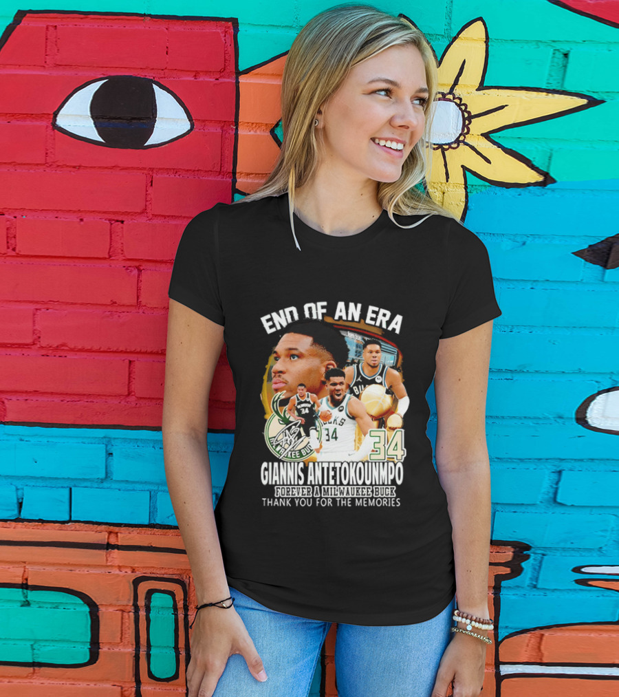 End Of An Era Giannis Antetokounmpo Milwaukee Bucks Thank You For The Memories T-Shirt