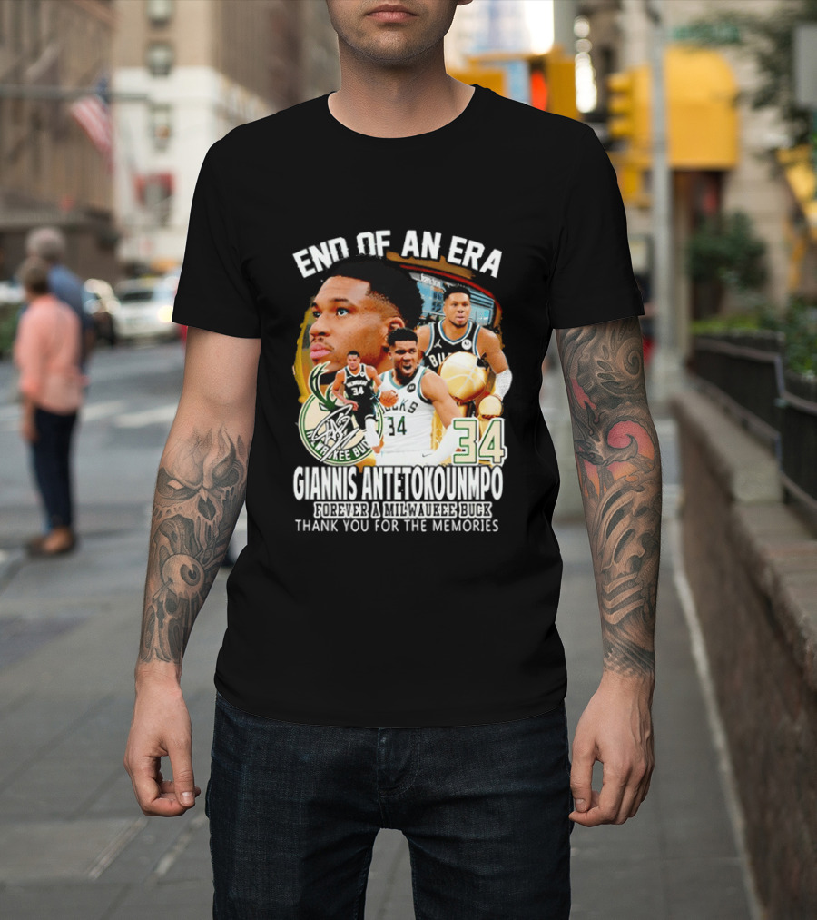End Of An Era Giannis Antetokounmpo Milwaukee Bucks Thank You For The Memories T-Shirt