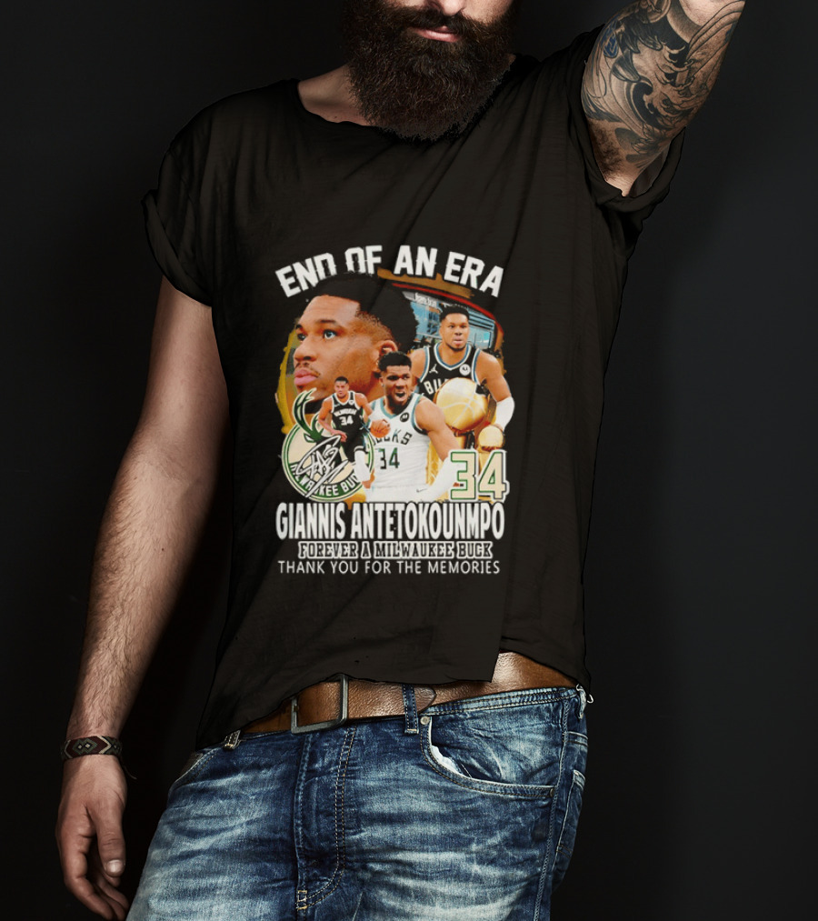 End Of An Era Giannis Antetokounmpo Milwaukee Bucks Thank You For The Memories T-Shirt