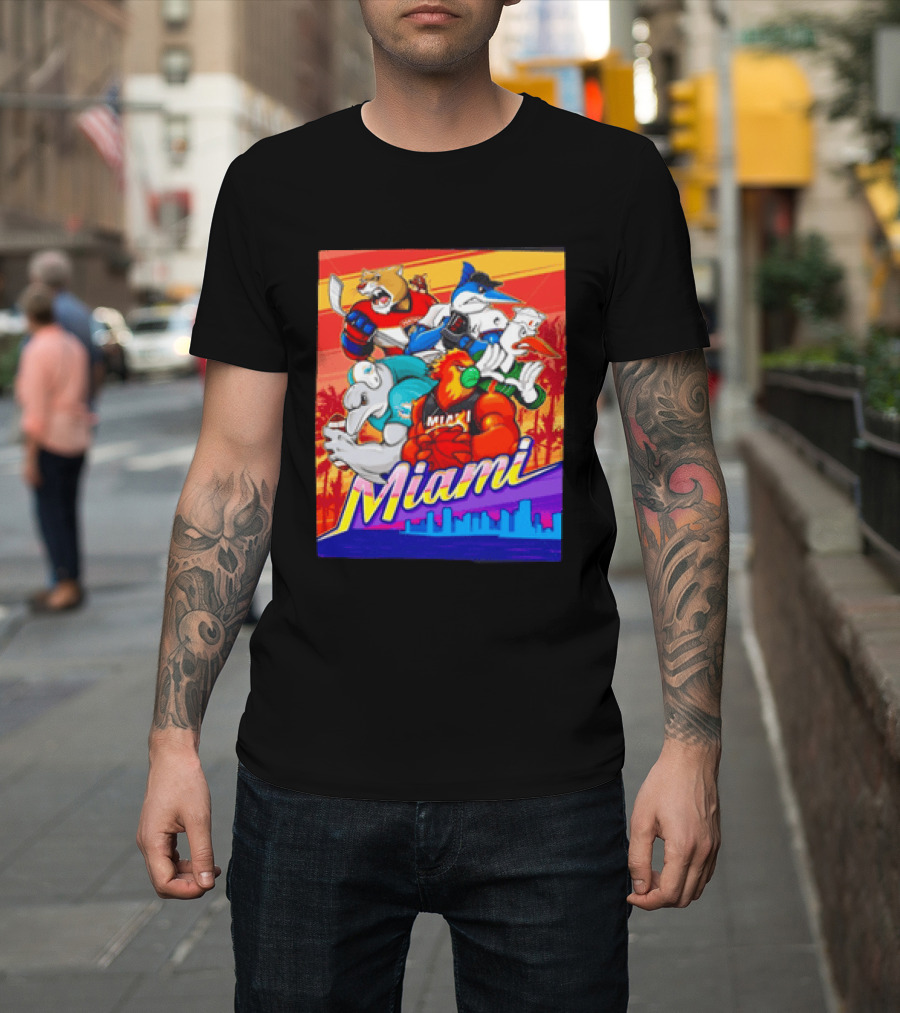 Miami Sports City Team Mascots Collage T-Shirt