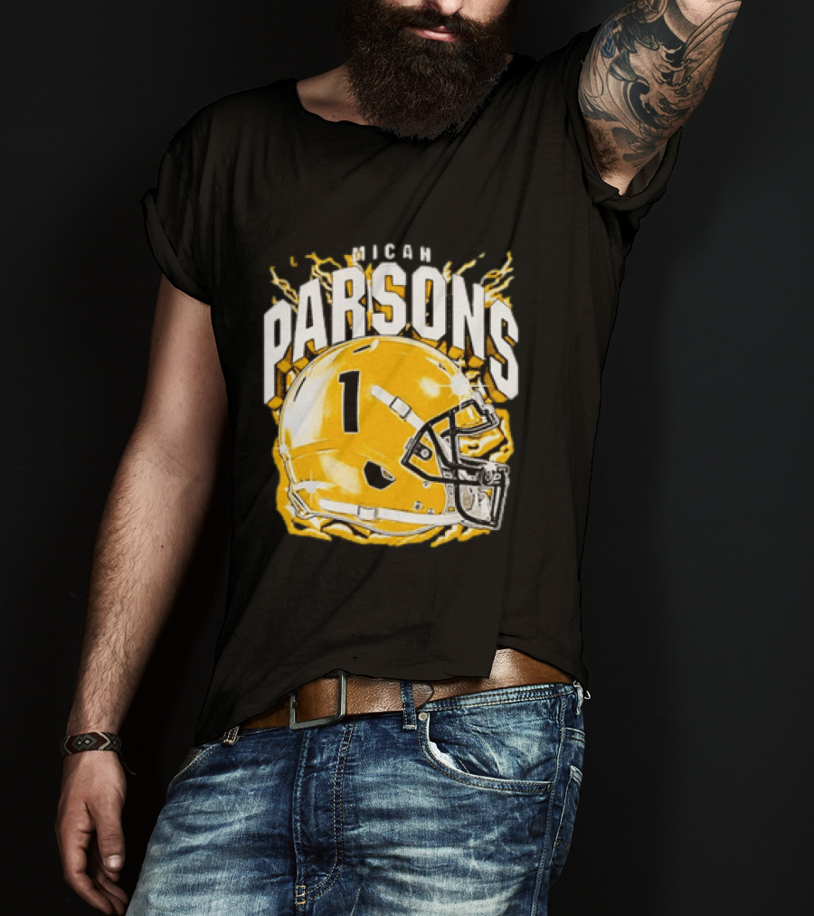 Micah Parsons No 1 Football Helmet Explosion T-Shirt