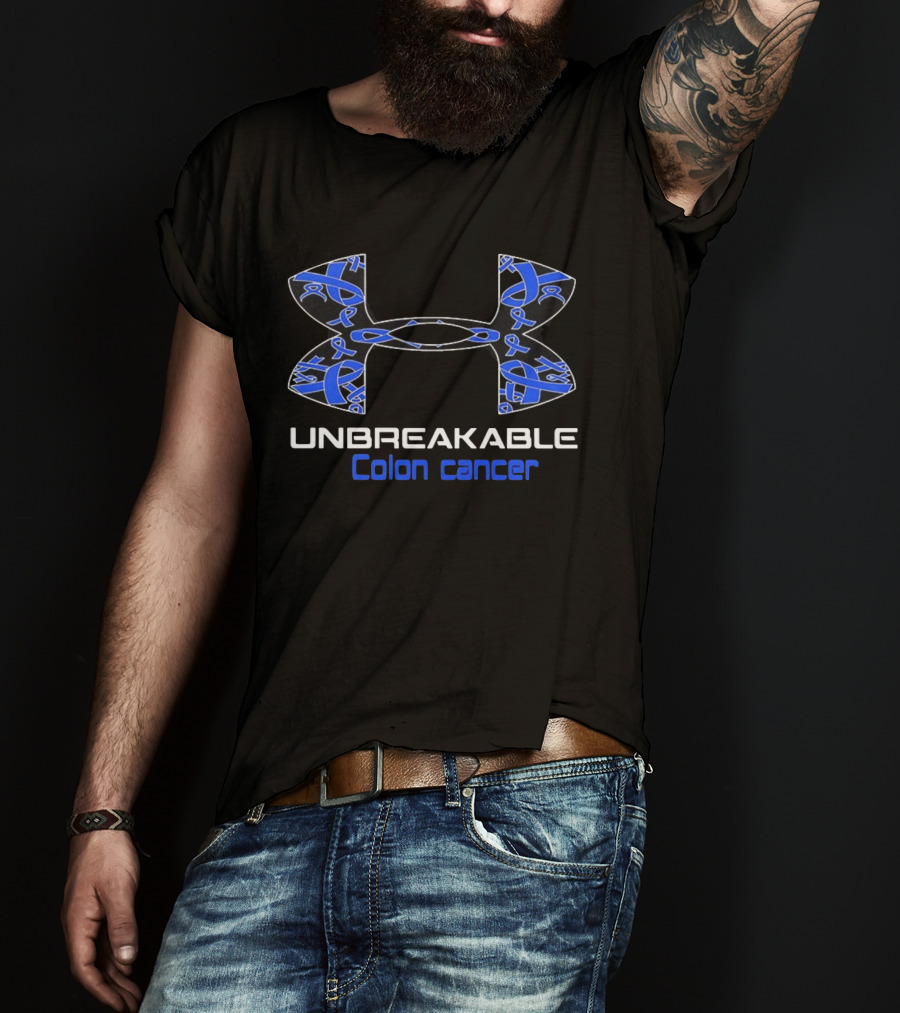 Unbreakable Colon Cancer Under Armour Blue Ribbon Awareness T-Shirt