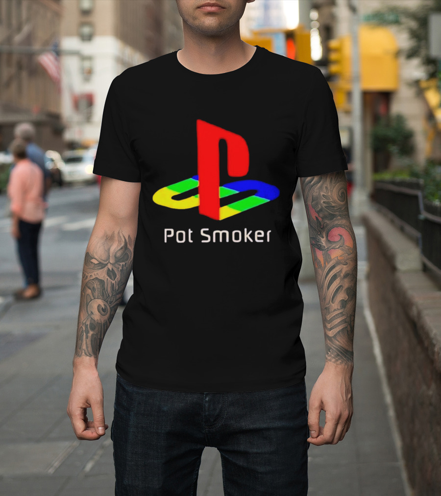 PlayStation Pot Smoker Iconic Colorful Gaming T-Shirt