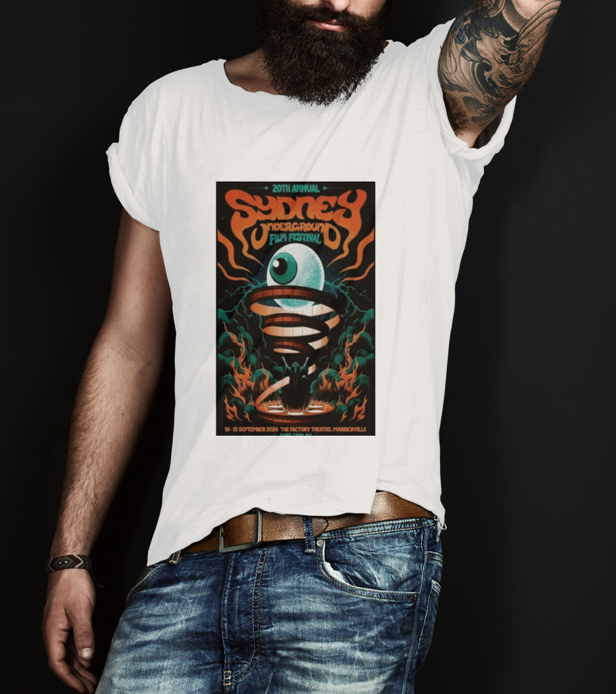 20th Annual Sydney Underground Film Festival Sept 10 13 2026 The Factory Theatre Marrickville Vintage Eye Spiral T-Shirt