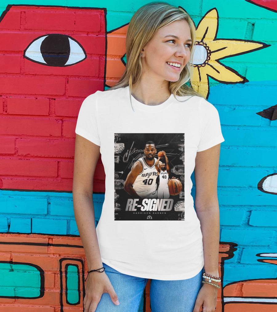 Re Signed Harrison Barnes Spurs 40 Basketball Return T-Shirt