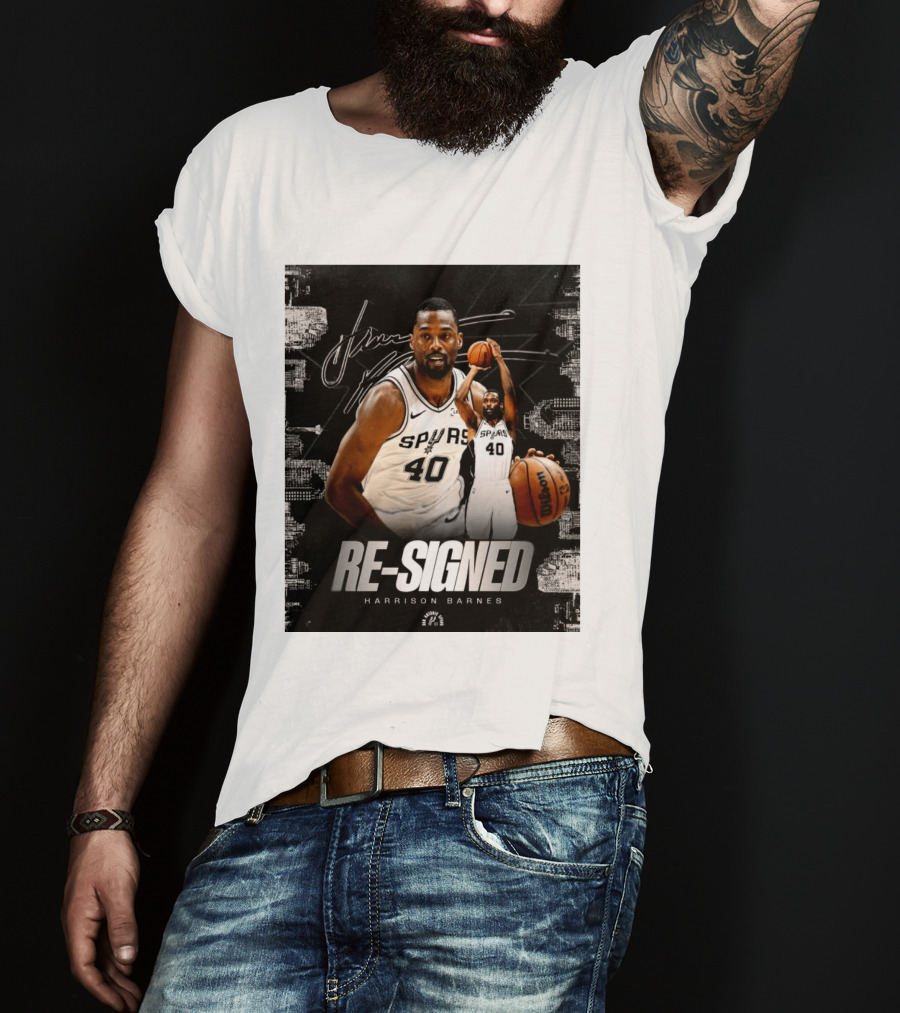 Re Signed Harrison Barnes Spurs 40 Basketball Return T-Shirt
