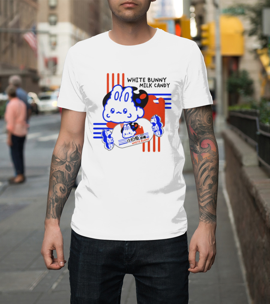 White Bunny Milk Candy Kawaii Asian Snacks Cute Blue Japanese T-Shirt