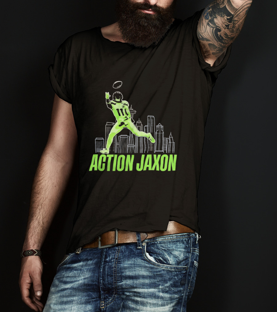Action Jaxon Seattle Skyline Football Catcher T-Shirt
