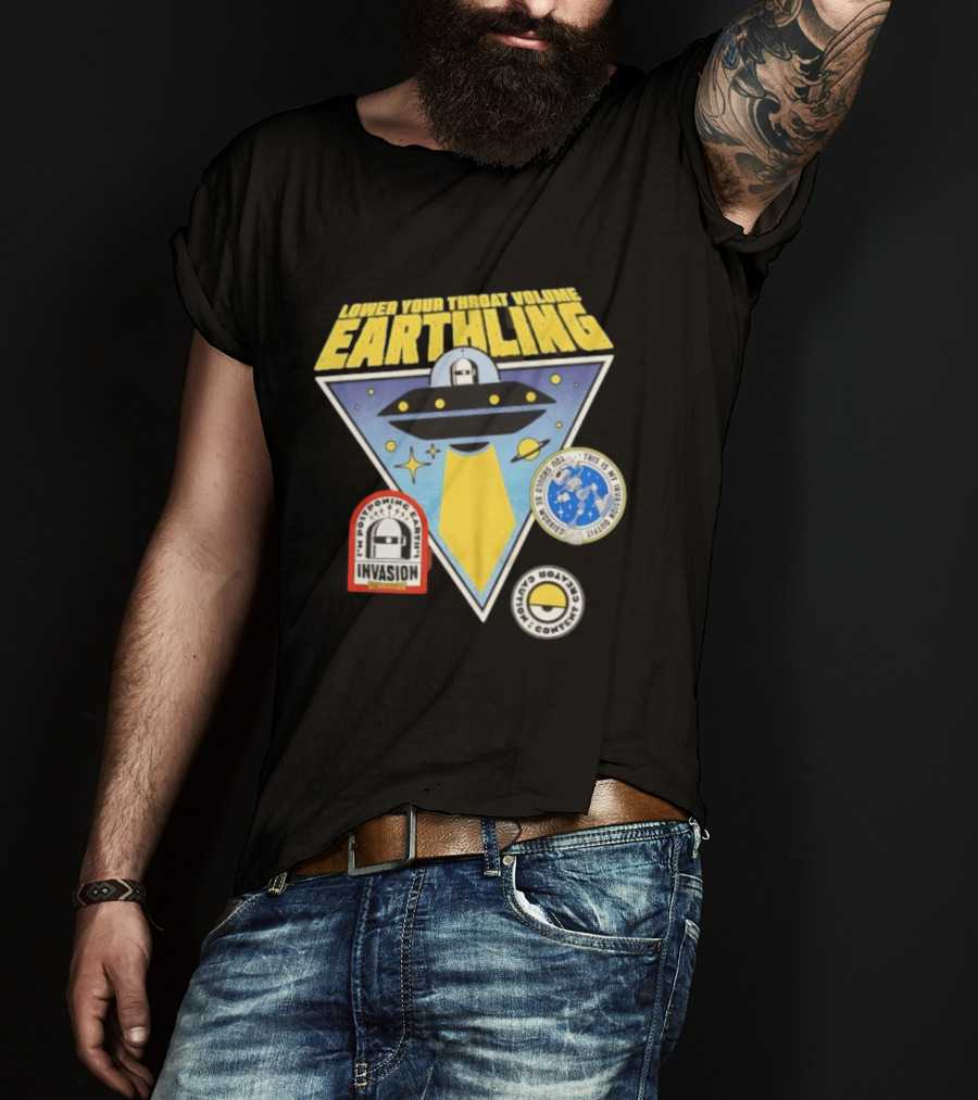 Lower Your Throat Volume Earthling Invasion Postponed Futurama Bender Planet Express Delivery T-Shirt