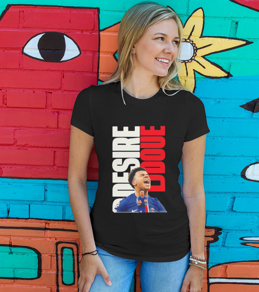 Désiré Doué Celebrating PSG Paris Saint Germain Player T-Shirt