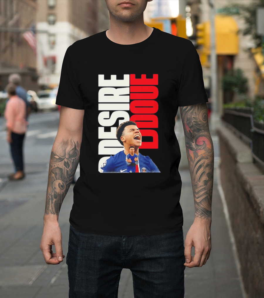 Désiré Doué Celebrating PSG Paris Saint Germain Player T-Shirt