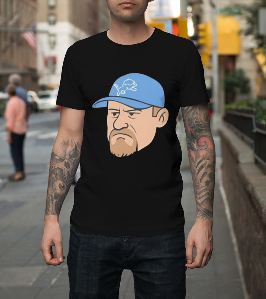 Detroit Lions Grumpy Man With Hat Football Team Fan T-Shirt